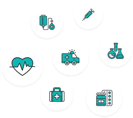 Ilustración de herramientas para la atención médica